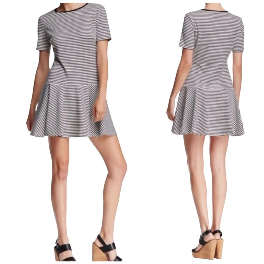 Trina Turk Mason Striped Mini Dress Black White Size Small